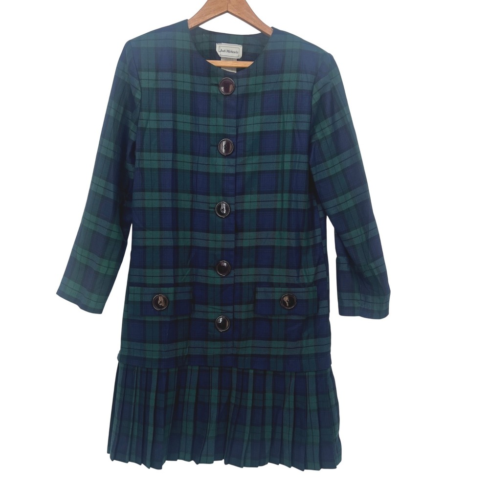 Jodi Michaels VTG Retro Y2K Drop Waist Plaid Pleated Skirt Academia Preppy Sz 9
